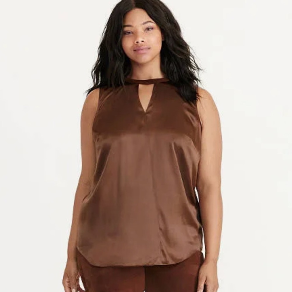 Lauren Ralph Lauren Silk Brown Sleeveless Blouse 18W